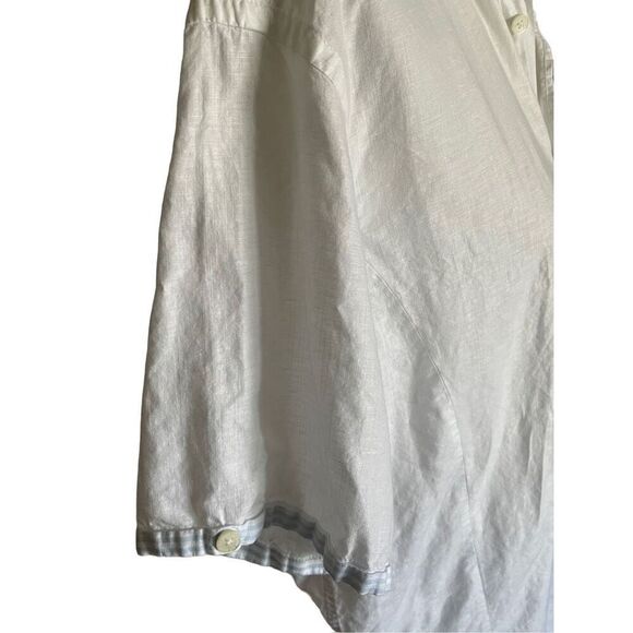 Ted Baker Men's White Linen Short Sleeve  Button-Down Shirt Size 5 - Picture 10 of 11